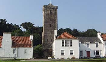 St Serfs Tower overlooks the Pan Ha' Dysart Fife Scotland