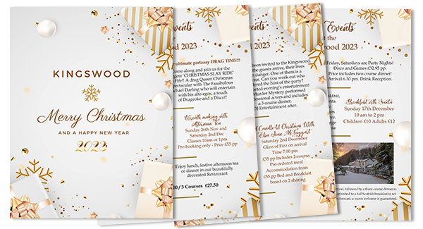 The Kingswood Hotel Christmas Brochure List events and dining in Burntisland Fife for 2023